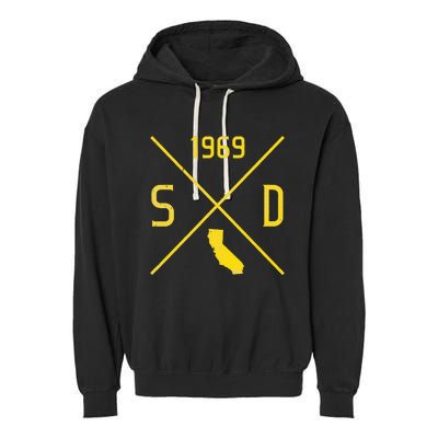 Distressed Retro San Diego Baseball Sd Garment-Dyed Fleece Hoodie