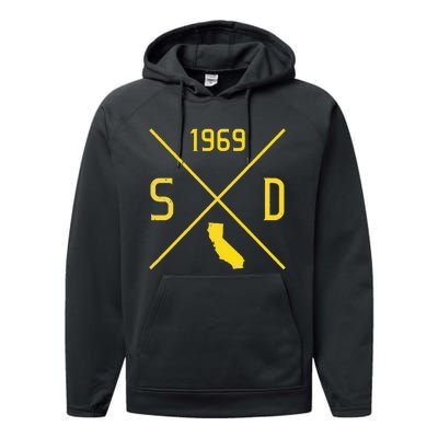 Distressed Retro San Diego Baseball Sd Performance Fleece Hoodie