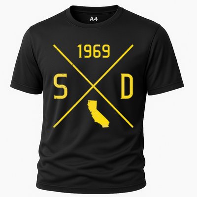 Distressed Retro San Diego Baseball Sd Cooling Performance Crew T-Shirt