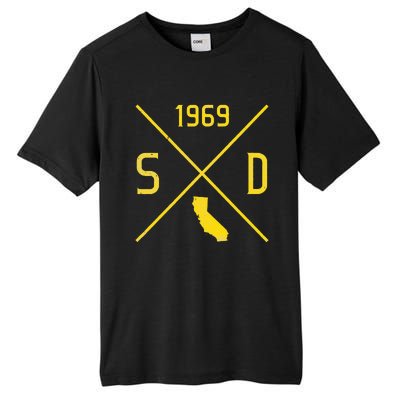 Distressed Retro San Diego Baseball Sd Tall Fusion ChromaSoft Performance T-Shirt