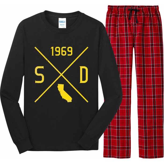 Distressed Retro San Diego Baseball Sd Long Sleeve Pajama Set