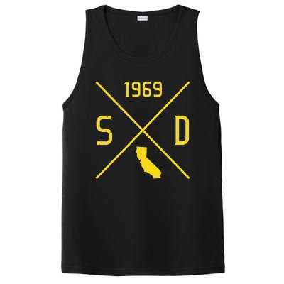 Distressed Retro San Diego Baseball Sd PosiCharge Competitor Tank