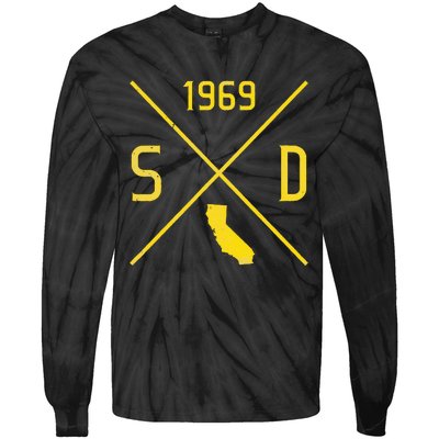 Distressed Retro San Diego Baseball Sd Tie-Dye Long Sleeve Shirt