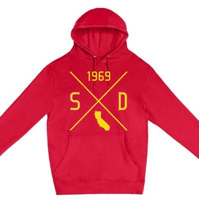 Distressed Retro San Diego Baseball Sd Premium Pullover Hoodie