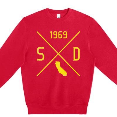 Distressed Retro San Diego Baseball Sd Premium Crewneck Sweatshirt