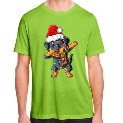 Dabbing Rottweiler Santa Christmas Boys Xmas Dog Gift Adult ChromaSoft Performance T-Shirt