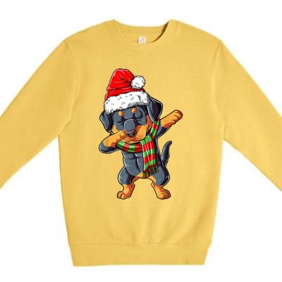 Dabbing Rottweiler Santa Christmas Boys Xmas Dog Gift Premium Crewneck Sweatshirt