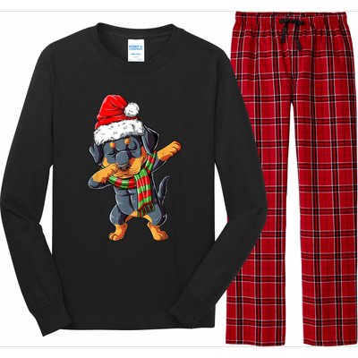 Dabbing Rottweiler Santa Christmas Boys Xmas Dog Gift Long Sleeve Pajama Set