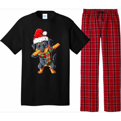 Dabbing Rottweiler Santa Christmas Boys Xmas Dog Gift Pajama Set