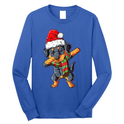 Dabbing Rottweiler Santa Christmas Boys Xmas Dog Gift Long Sleeve Shirt