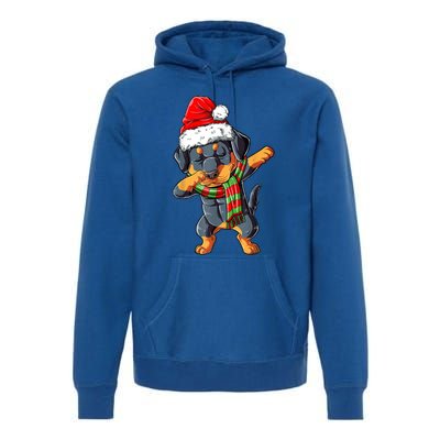 Dabbing Rottweiler Santa Christmas Boys Xmas Dog Gift Premium Hoodie