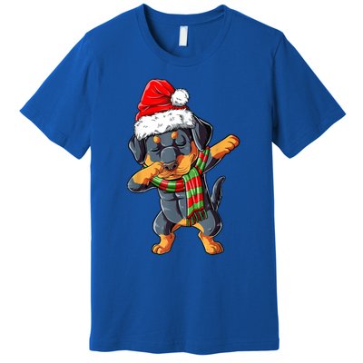 Dabbing Rottweiler Santa Christmas Boys Xmas Dog Gift Premium T-Shirt