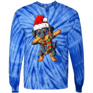 Dabbing Rottweiler Santa Christmas Boys Xmas Dog Gift Tie-Dye Long Sleeve Shirt