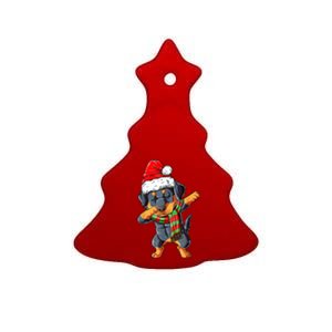 Dabbing Rottweiler Santa Christmas Boys Xmas Dog Gift Ceramic Tree Ornament