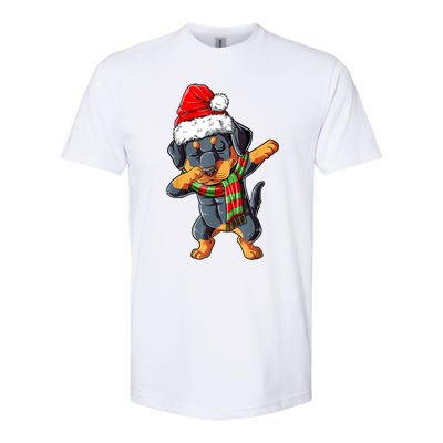 Dabbing Rottweiler Santa Christmas Boys Xmas Dog Gift Softstyle CVC T-Shirt