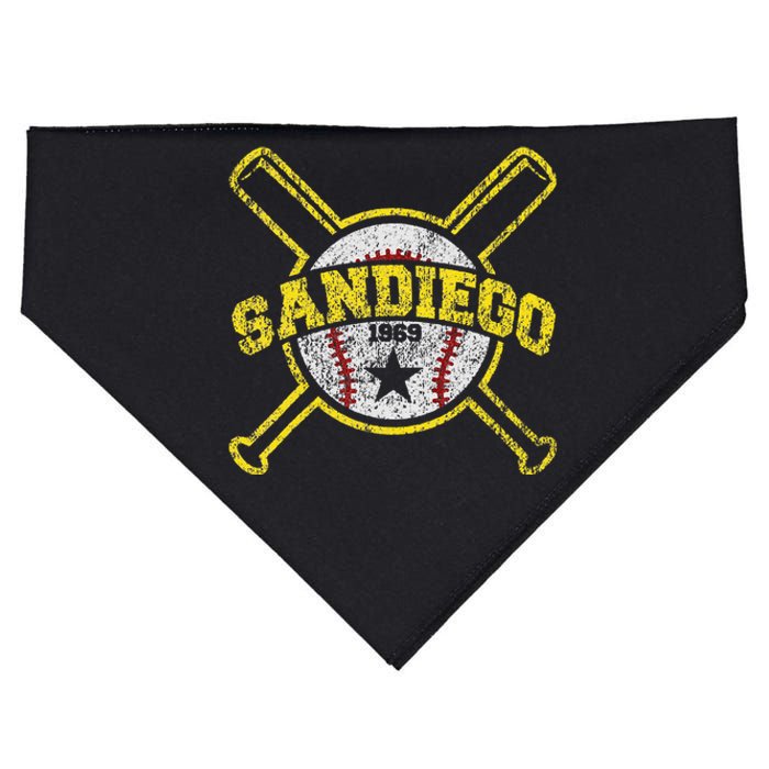 Distressed Retro San Diego Baseball SD Vintage USA-Made Doggie Bandana