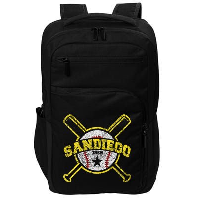 Distressed Retro San Diego Baseball SD Vintage Impact Tech Backpack
