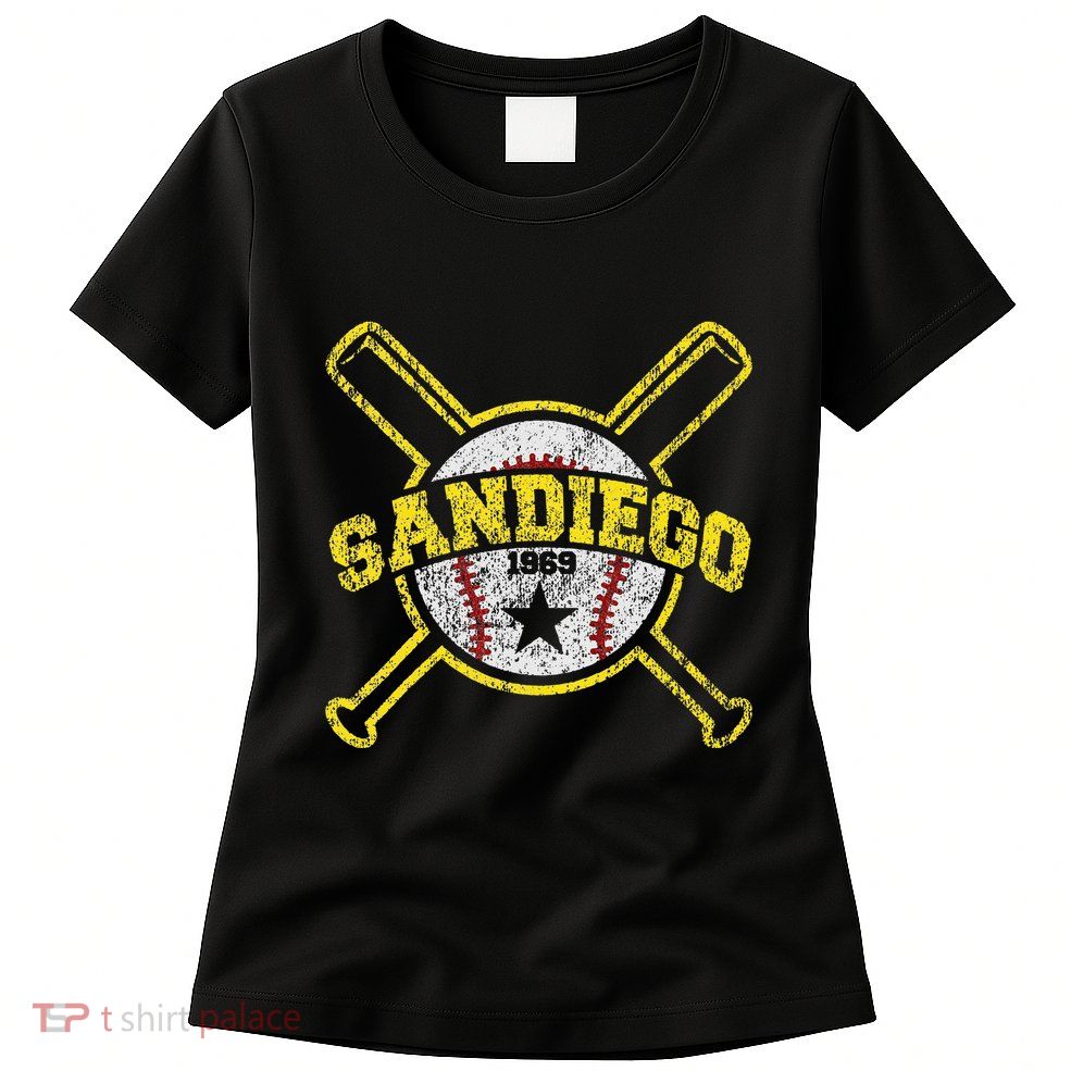 Distressed Retro San Diego Baseball SD Vintage Womens T-Shirt