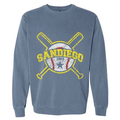 Distressed Retro San Diego Baseball SD Vintage Garment-Dyed Sweatshirt