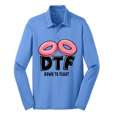 Dtf River Tubing Down To Float Summer Float Trip Silk Touch Performance Long Sleeve Polo