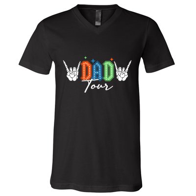 Dad Rock Tour Best Gift For Fathers V-Neck T-Shirt