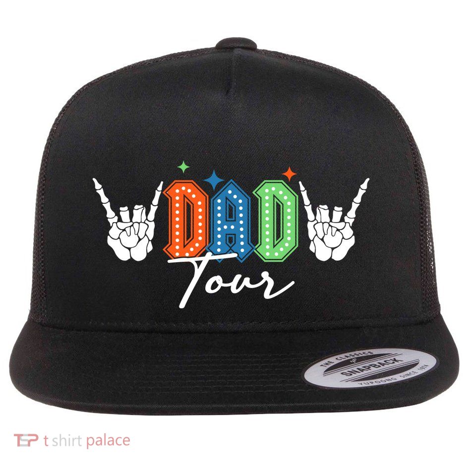 Dad Rock Tour Best Gift For Fathers Flat Bill Trucker Hat