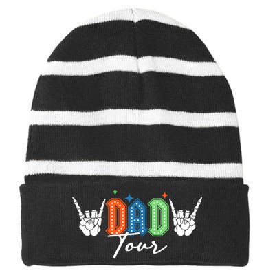 Dad Rock Tour Best Gift For Fathers Striped Beanie with Solid Band