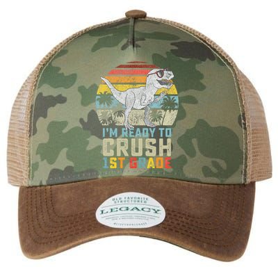 Dinosaur Ready To Crush First Grade 1st Day Of School Legacy Tie Dye Trucker Hat