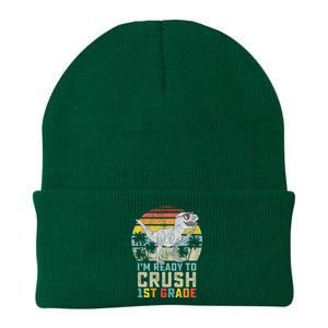 Dinosaur Ready To Crush First Grade 1st Day Of School Knit Cap Winter Beanie