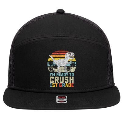 Dinosaur Ready To Crush First Grade 1st Day Of School 7 Panel Mesh Trucker Snapback Hat