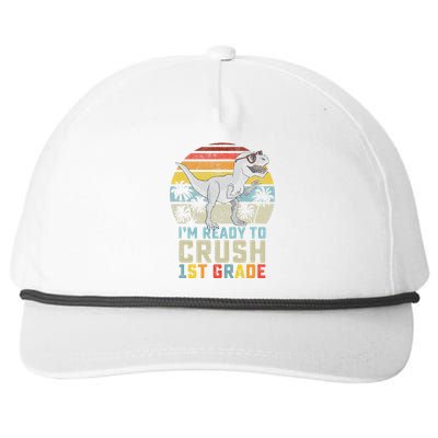 Dinosaur Ready To Crush First Grade 1st Day Of School Snapback Five-Panel Rope Hat