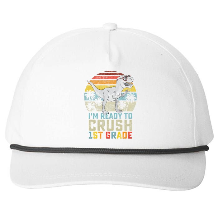 Dinosaur Ready To Crush First Grade 1st Day Of School Snapback Five-Panel Rope Hat