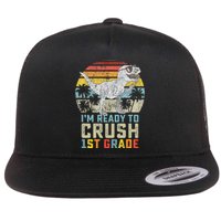 Dinosaur Ready To Crush First Grade 1st Day Of School Flat Bill Trucker Hat