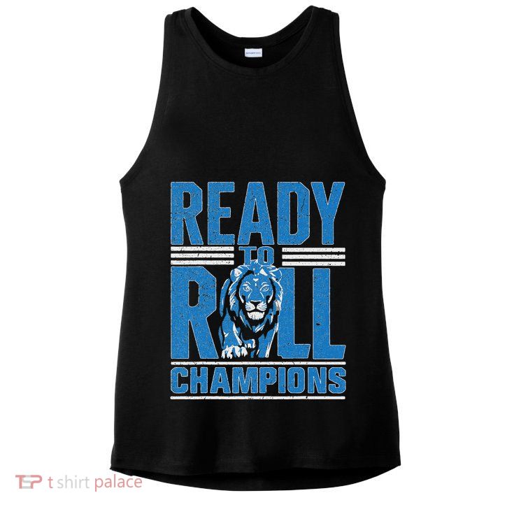 Detroit Ready To Roll Funny Lion Graphic Ladies PosiCharge Tri-Blend Wicking Tank