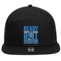 Detroit Ready To Roll Funny Lion Graphic 7 Panel Mesh Trucker Snapback Hat