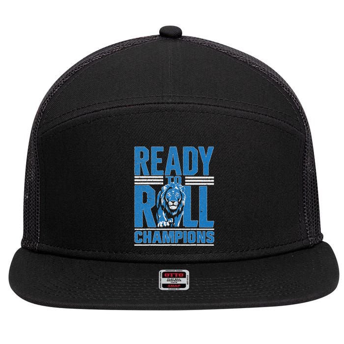 Detroit Ready To Roll Funny Lion Graphic 7 Panel Mesh Trucker Snapback Hat