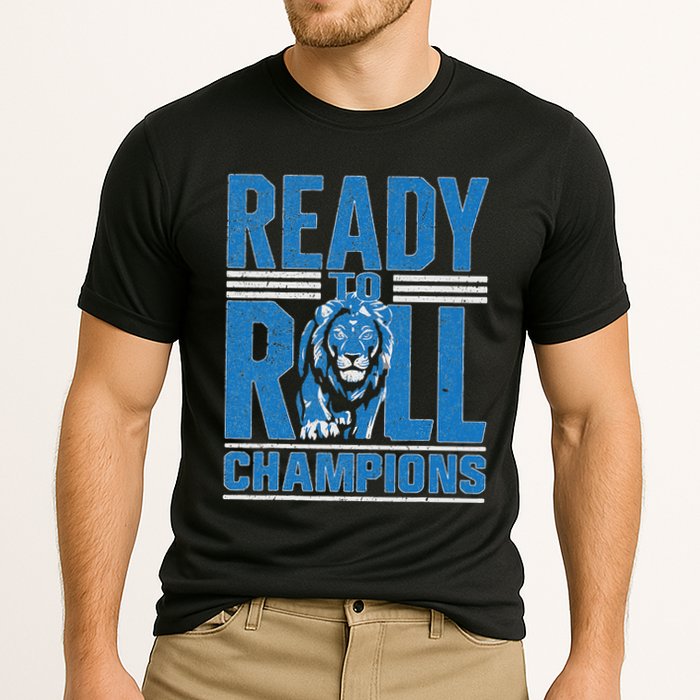 Detroit Ready To Roll Funny Lion Graphic Cooling Performance Crew T-Shirt