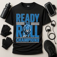 Detroit Ready To Roll Funny Lion Graphic Cooling Performance Crew T-Shirt