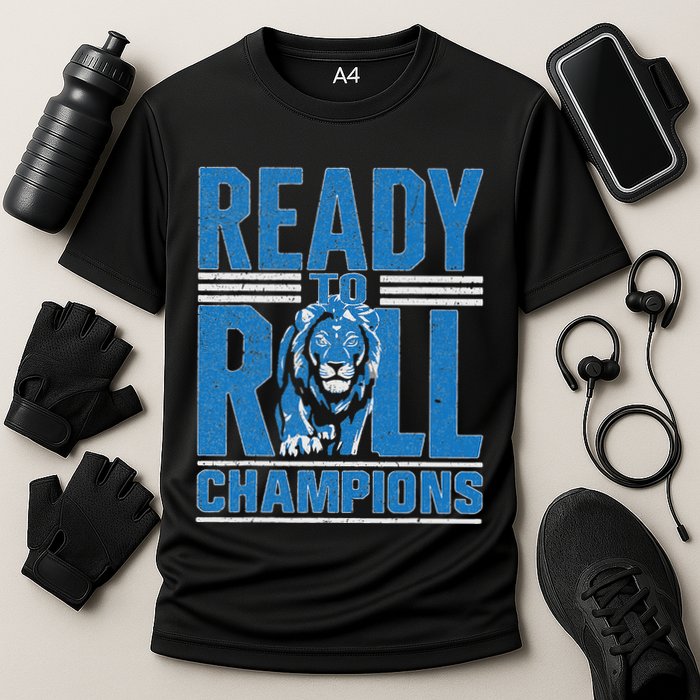 Detroit Ready To Roll Funny Lion Graphic Cooling Performance Crew T-Shirt
