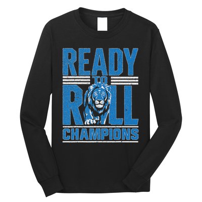Detroit Ready To Roll Funny Lion Graphic Long Sleeve Shirt