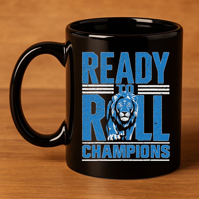 Detroit Ready To Roll Funny Lion Graphic 11oz C Handle Ceramic Mug