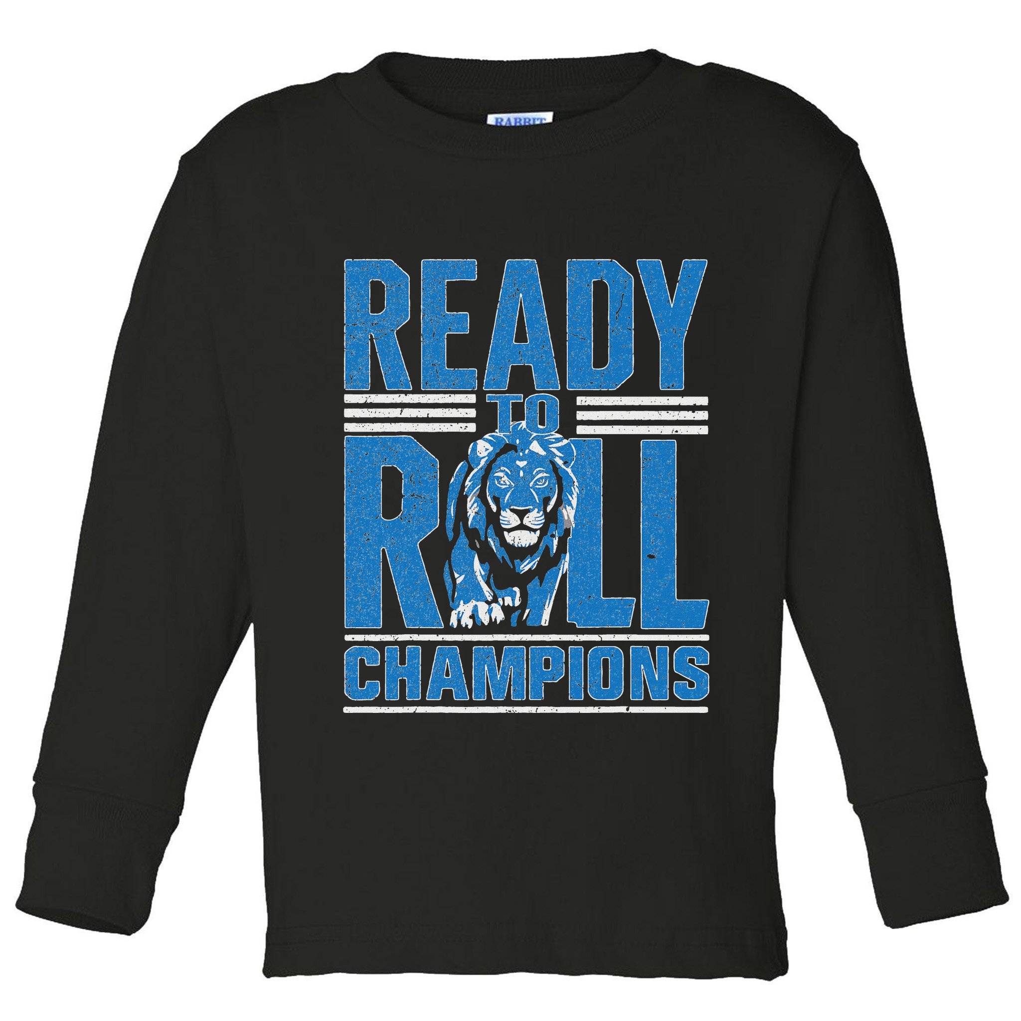 Detroit Ready To Roll Funny Lion Graphic Toddler Long Sleeve Shirt