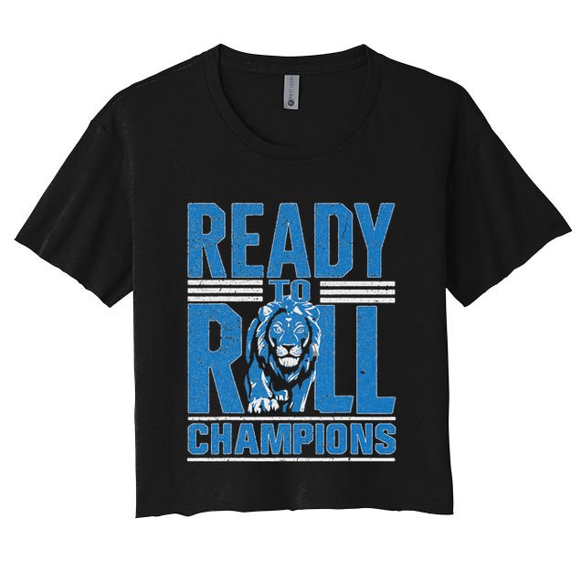 Detroit Ready To Roll Funny Lion Graphic Women's Crop Top Tee