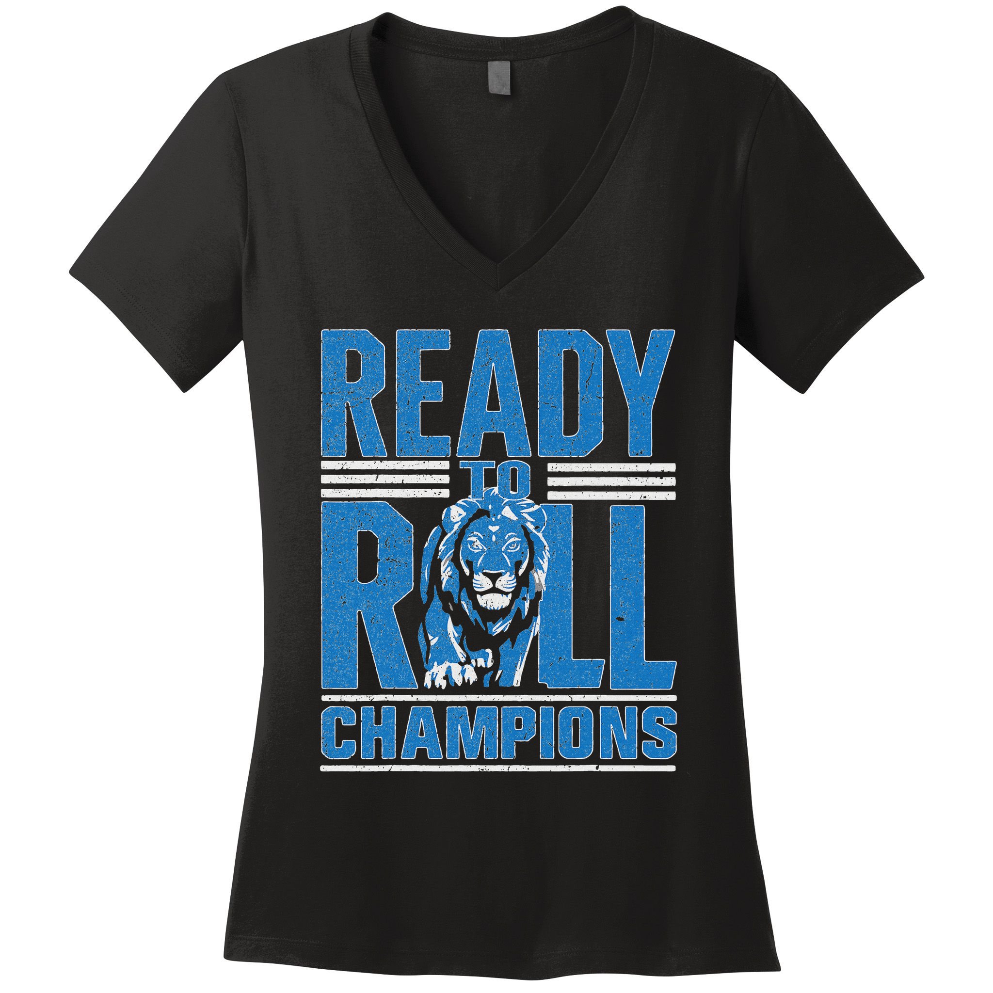 Detroit Ready To Roll Funny Lion Graphic Women's V-Neck T-Shirt