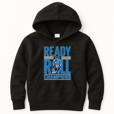 Detroit Ready To Roll Funny Lion Graphic Kids Hoodie