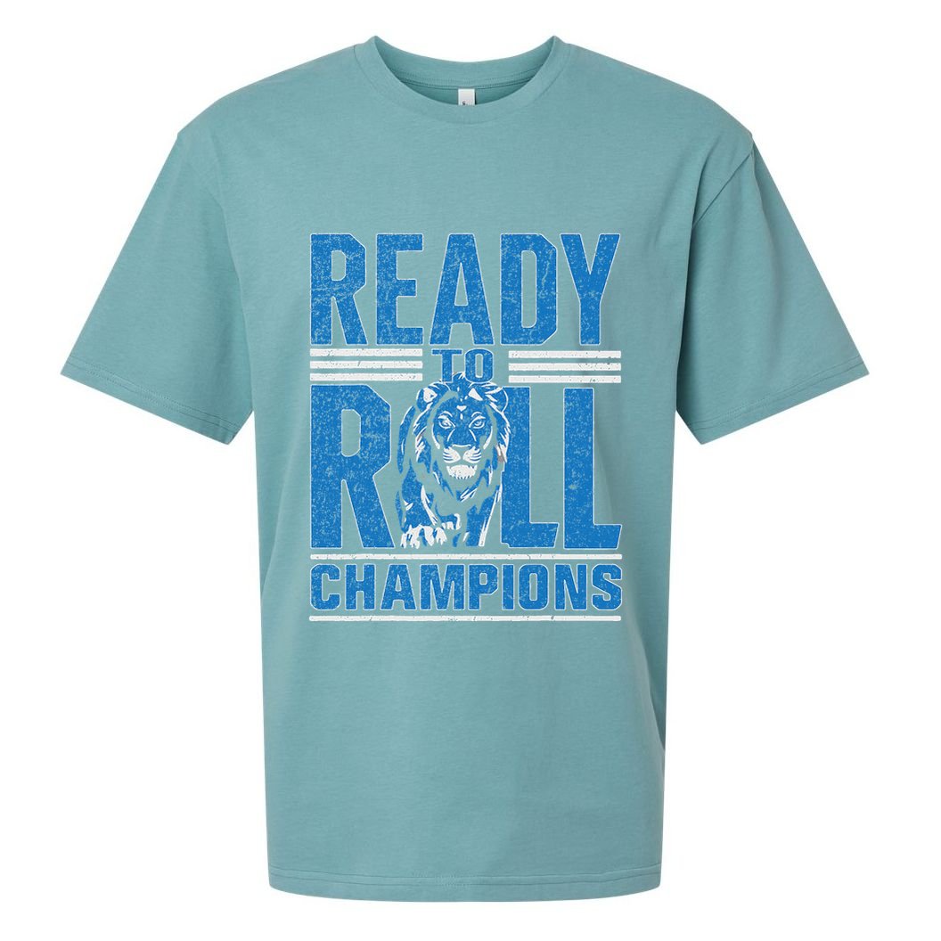 Detroit Ready To Roll Funny Lion Graphic Sueded Cloud Jersey T-Shirt