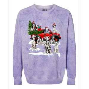 Dalmatian Red Truck Christmas Tree Santa Ugly Xmas Cute Gift Colorblast Crewneck Sweatshirt