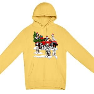 Dalmatian Red Truck Christmas Tree Santa Ugly Xmas Cute Gift Premium Pullover Hoodie