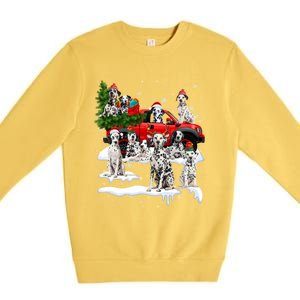 Dalmatian Red Truck Christmas Tree Santa Ugly Xmas Cute Gift Premium Crewneck Sweatshirt