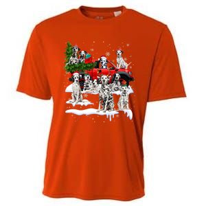 Dalmatian Red Truck Christmas Tree Santa Ugly Xmas Cute Gift Cooling Performance Crew T-Shirt